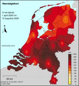 Actueel neerslagtekort 15 augustus 2020